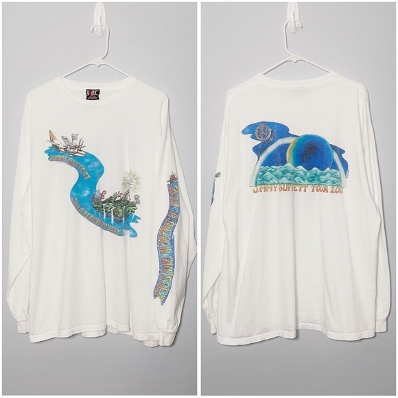 Vintage Jimmy Buffet Concert Tee Long Sleeve T Shirt 2001 Beach Odyssey - Picture 1 of 8